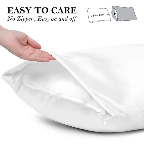 2pcs Satin Bed Pillowcase with Eye Mask & Hair Twister White 20"x26" - Picture 6 of 6